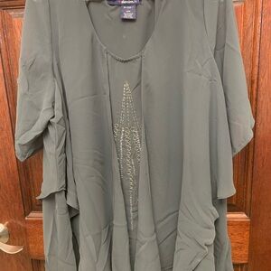 Denim 24/7 Women's Olive Blouse with Embellishments